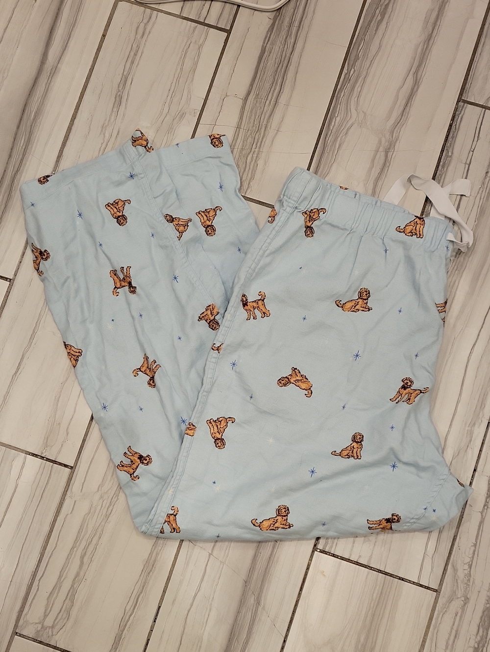 J. Crew Light Blue Women's Pajama Bottoms with Dog Pattern